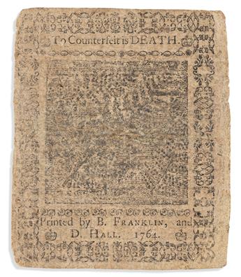 (EARLY AMERICAN IMPRINT.) Twenty-shilling piece of Pennsylvania colonial currency printed by Franklin & Hall.